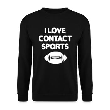 I love Contact Sports Football - Unisex Pullover - Schwarz - Vorne - Alina (178cm) & Michal (187cm)