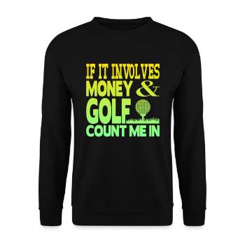 Geld und Golf - Unisex Pullover - Schwarz - Vorne - Alina (178cm) & Michal (187cm)
