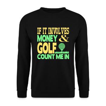 Geld und Golf - Unisex Pullover - Schwarz - Vorne - Alina (178cm) & Michal (187cm)
