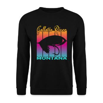Gallatin River Montana Pêche à la mouche - Sweat-shirt Unisexe - noir - Devant - Alina (178cm) & Michal (187cm)