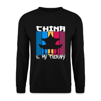 China is my therapy - Unisex Sweatshirt - black - Front - Alina (178cm) & Michal (187cm)