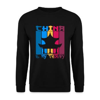 China is my therapy - Unisex Sweatshirt - black - Front - Alina (178cm) & Michal (187cm)