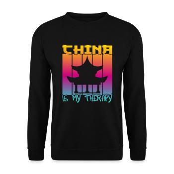 China is my therapy - Unisex Sweatshirt - black - Front - Alina (178cm) & Michal (187cm)