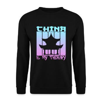 China is my therapy - Unisex Sweatshirt - black - Front - Alina (178cm) & Michal (187cm)