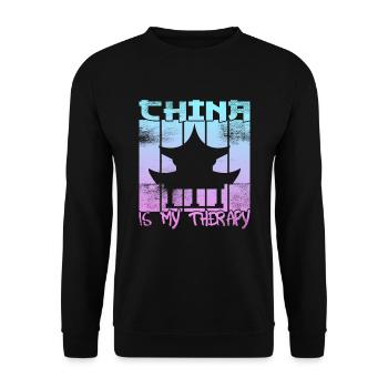 China is my therapy - Unisex Sweatshirt - black - Front - Alina (178cm) & Michal (187cm)