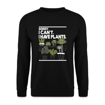 Sorry I Can't I have Plants - Unisex Sweatshirt - black - Front - Alina (178cm) & Michal (187cm)
