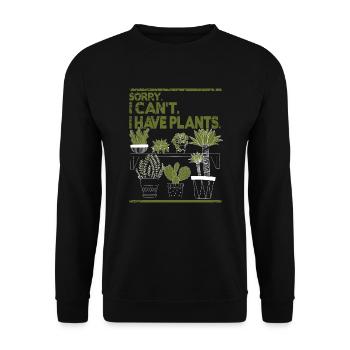 Sorry I Can't I have Plants - Unisex Pullover - Schwarz - Vorne - Alina (178cm) & Michal (187cm)