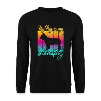 My Pug is my therapy - Unisex Sweatshirt - black - Front - Alina (178cm) & Michal (187cm)