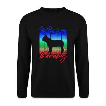 My Pug is my therapy - Unisex Sweatshirt - black - Front - Alina (178cm) & Michal (187cm)