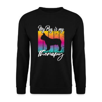 My Pug is my therapy - Unisex Sweatshirt - black - Front - Alina (178cm) & Michal (187cm)