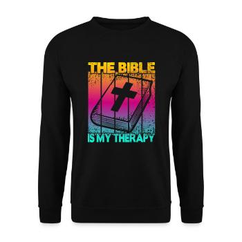 The Bible Is My Therapy - Unisex Sweatshirt - black - Front - Alina (178cm) & Michal (187cm)