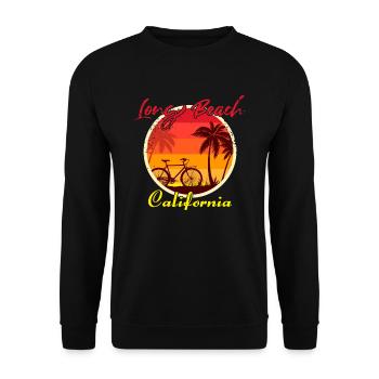 Long Beach California Fahrrad - Unisex Pullover - Schwarz - Vorne - Alina (178cm) & Michal (187cm)