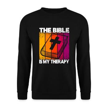 The Bible Is My Therapy - Unisex Sweatshirt - black - Front - Alina (178cm) & Michal (187cm)