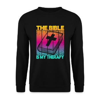 The Bible Is My Therapy - Unisex Sweatshirt - black - Front - Alina (178cm) & Michal (187cm)