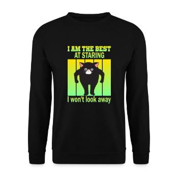 Staring Cat - Cats Staring - Unisex Sweatshirt - black - Front - Alina (178cm) & Michal (187cm)
