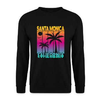 Santa Monica California Sonnenuntergang - Unisex Pullover - Schwarz - Vorne - Alina (178cm) & Michal (187cm)