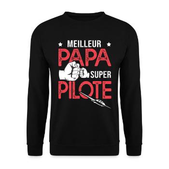 Cadeau papa meilleur papa pilote de planeur - Sweat-shirt Unisexe - noir - Devant - Alina (178cm) & Michal (187cm)