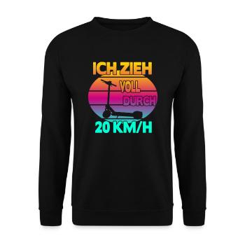 Ich zieh voll durch 20 km/h EScooter - Unisex Pullover - Schwarz - Vorne - Alina (178cm) & Michal (187cm)