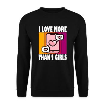 Ich liebe mehr als 2 Mädchen - Polyamor - Unisex Pullover - Schwarz - Vorne - Alina (178cm) & Michal (187cm)
