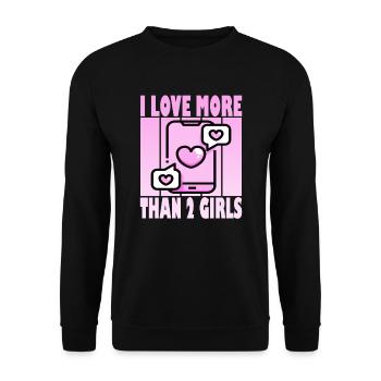 Ich liebe mehr als 2 Mädchen - Polyamor - Unisex Pullover - Schwarz - Vorne - Alina (178cm) & Michal (187cm)