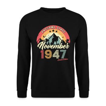 Cadeau D'anniversaire En Novembre 1947 Vintage - Sweat-shirt Unisexe - noir - Devant - Alina (178cm) & Michal (187cm)