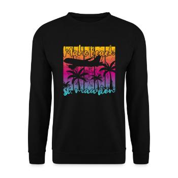 Maho Beach St. Maarten - Unisex Pullover - Schwarz - Vorne - Alina (178cm) & Michal (187cm)