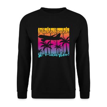 Maho Beach St. Maarten - Unisex Pullover - Schwarz - Vorne - Alina (178cm) & Michal (187cm)