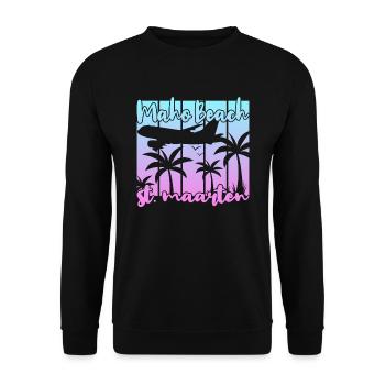 Maho Beach St. Maarten - Unisex Pullover - Schwarz - Vorne - Alina (178cm) & Michal (187cm)