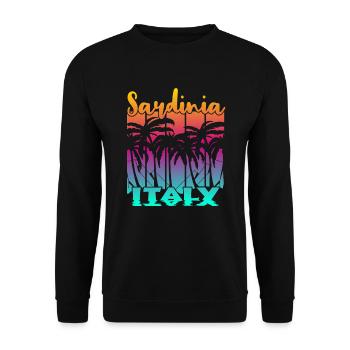 Vintage Sardinia Italy Sonnenuntergang - Unisex Pullover - Schwarz - Vorne - Alina (178cm) & Michal (187cm)