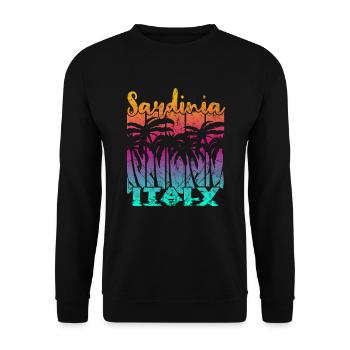 Vintage Sardinia Italy Sonnenuntergang - Unisex Pullover - Schwarz - Vorne - Alina (178cm) & Michal (187cm)