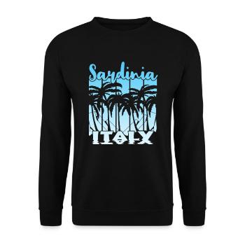 Vintage Sardinia Italy Sonnenuntergang - Unisex Pullover - Schwarz - Vorne - Alina (178cm) & Michal (187cm)
