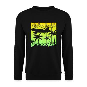 Maho Beach St. Maarten - Unisex Pullover - Schwarz - Vorne - Alina (178cm) & Michal (187cm)