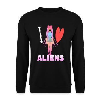 I love aliens - Unisex Sweatshirt - black - Front - Alina (178cm) & Michal (187cm)