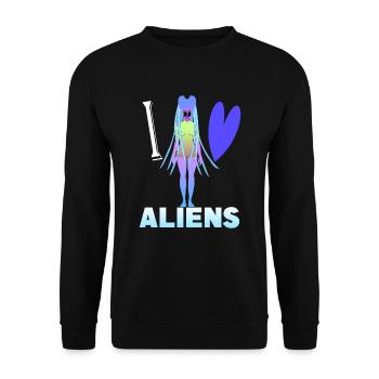 I love aliens - Unisex Sweatshirt - black - Front - Alina (178cm) & Michal (187cm)