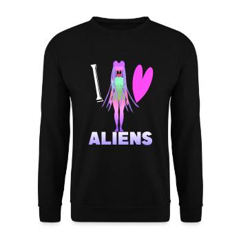 I love aliens - Unisex Sweatshirt - black - Front - Alina (178cm) & Michal (187cm)