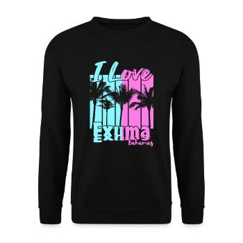 Ich liebe Exuma Bahamas - Unisex Pullover - Schwarz - Vorne - Alina (178cm) & Michal (187cm)
