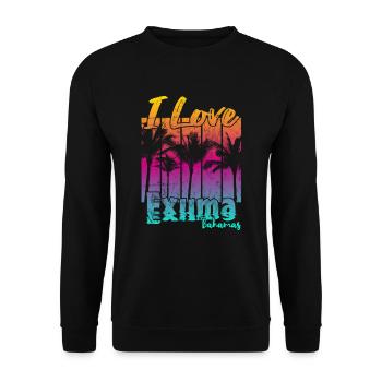 Ich liebe Exuma Bahamas - Unisex Pullover - Schwarz - Vorne - Alina (178cm) & Michal (187cm)