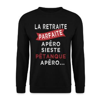 retraite parfaite sieste pétanque apero - Sweat-shirt Unisexe - noir - Devant - Alina (178cm) & Michal (187cm)