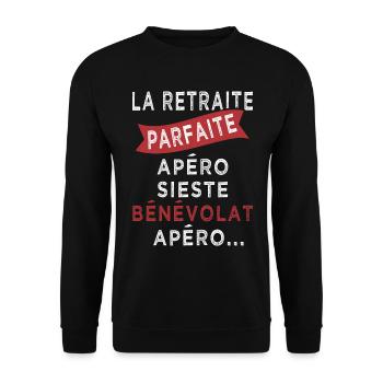 retraite parfaite sieste bénévolat apero - Sweat-shirt Unisexe - noir - Devant - Alina (178cm) & Michal (187cm)