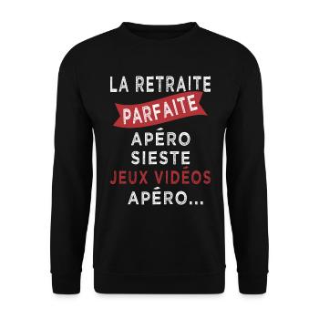 retraite parfaite sieste jeux vidéos apero - Sweat-shirt Unisexe - noir - Devant - Alina (178cm) & Michal (187cm)
