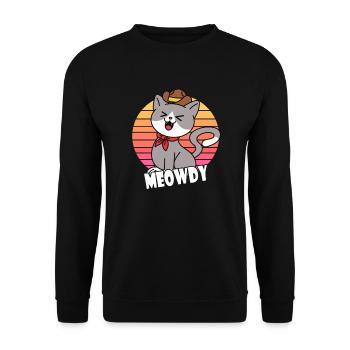 Meowdy Cowboy Chat - Sweat-shirt Unisexe - noir - Devant - Alina (178cm) & Michal (187cm)