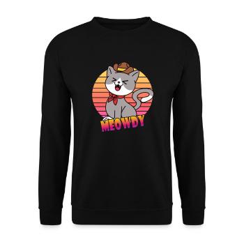 Meowdy Cowboy Chat - Sweat-shirt Unisexe - noir - Devant - Alina (178cm) & Michal (187cm)