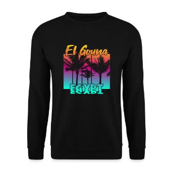 Vintage El Gouna Egypt Sonnenuntergang - Unisex Pullover - Schwarz - Vorne - Alina (178cm) & Michal (187cm)