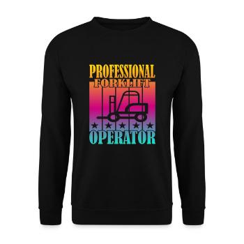 Professional Forklift Operator - Unisex Pullover - Schwarz - Vorne - Alina (178cm) & Michal (187cm)