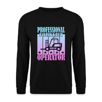 Professional Forklift Operator - Unisex Pullover - Schwarz - Vorne - Alina (178cm) & Michal (187cm)