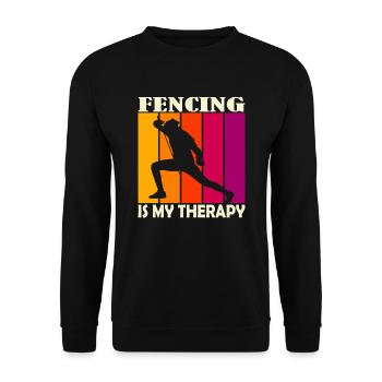 fencing is my therapy - Unisex Pullover - Schwarz - Vorne - Alina (178cm) & Michal (187cm)