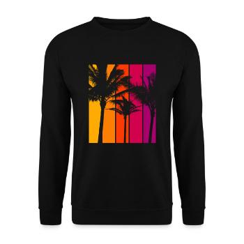 Vintage Palm Trees Beach Sunset - Unisex Sweatshirt - black - Front - Alina (178cm) & Michal (187cm)