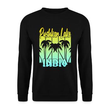 Pushkar Lake India Sonnenuntergang - Unisex Pullover - Schwarz - Vorne - Alina (178cm) & Michal (187cm)