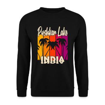 Pushkar Lake India Sonnenuntergang - Unisex Pullover - Schwarz - Vorne - Alina (178cm) & Michal (187cm)