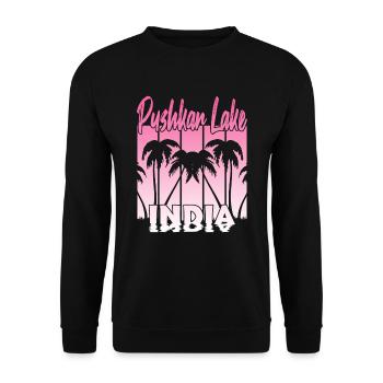 Pushkar Lake India Sonnenuntergang - Unisex Pullover - Schwarz - Vorne - Alina (178cm) & Michal (187cm)